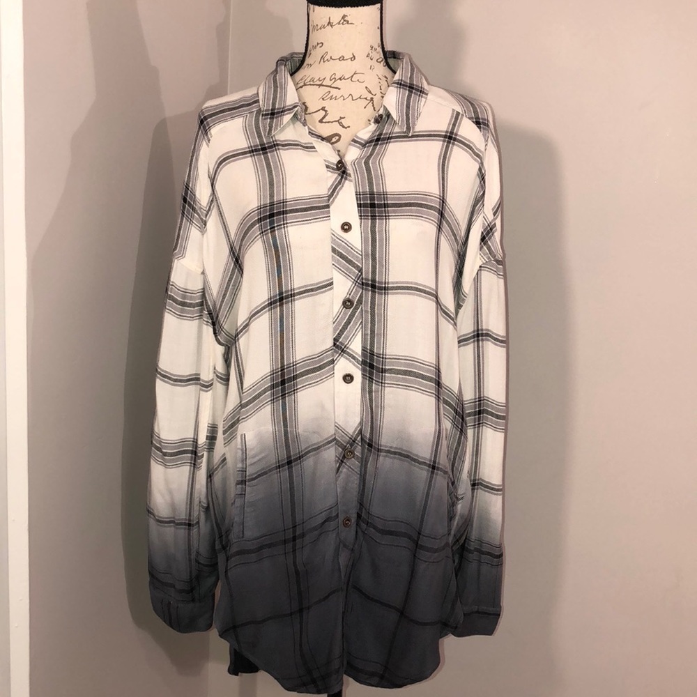 Vintage Havanna Plaid Ombré Button Down Shirt SZ L - Picture 1 of 4